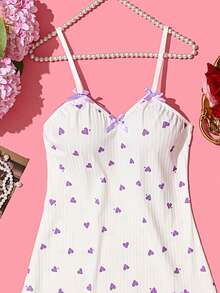 女士性感内衣蝴蝶结装饰印花蕾丝边开衩下摆吊带睡衣吊带裙性感内衣睡衣性感内衣服装性感内衣裙