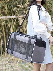 大容量手提包、便携式狗狗透气背包、可折叠猫咪旅行单肩宠物包、车载宠物包、适用于中型猫咪和体重不超过 6 公斤的小型犬的软边猫咪包、宠物包、旅行犬包、宠物手提袋、宠物包背包 - 彩色 - 查看 4