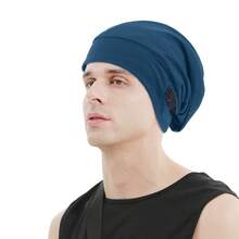 1 件男士可调节莫代尔双层无檐便帽，柔软休闲宽松帽，纯色头饰，适合春秋季、户外运动、所有季节