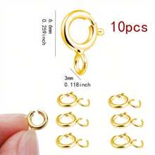 10pcs Spring Snap Hook Carabiner Stainless Steel Jewelry Connector, For DIY Handmade Bracelet, Necklace And Accessory Making