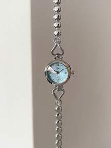 jw 1 Piece Simple Style Alloy Women's Bracelet Watch, Delicate Round Dial, Fashionable And Elegant Black Hands, Casual And High Color Roman Numerals Dial, Delicate And Affordable Ladies Quartz Watch, Suitable For Daily Wear, Party, Commute And Travel, Also Can Be Used As A Student Gift