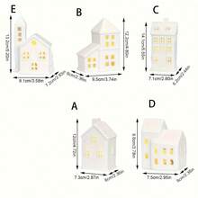 1pc Ceramic Christmas Village House, White Christmas House, Fake Snow, Cottage Christmas Decor, Indoor Home Tabletop Fireplace, White Porcelain House, Christmas Table Decorations Christmas Decorations, Farmhouse Home Decor, Christmas Giftstable Decor, Christmas Decorations For Home, (No Battery, No Lights) - Multicolor - View 4