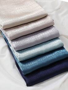 1pc Women Solid Crinkled Satin Hijab Scarf With Crocodile Texture, Non-Shedding Rectangle Women Scarves For Dress - Multicolor - View 9