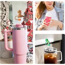 QY 8 Pack Animal Straw Cover Cap For  Cup 3040 Oz Tumbler Silicone Straw Topper Protector Lid In Various Shapes Reusable Cute Dinosaurs Covers For 0.4 Inch 10 Mm Straws 2216 - 8件恐龍吸管套 - 查看 5