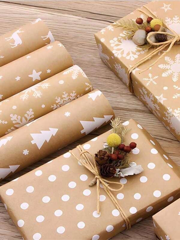 3M 300cm*43cm Natürliches Kraftpapier | Vintage Weihnachtsbaum Geschenkpapier, DIY Geschenkdekoration | Hochzeitssaison Weihnachten Valentinstag