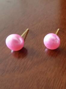 1 Pair 7-8mm Natural Pink Freshwater Cultured Pearls And S925 Stud Earrings For Women Daily Life Or Party