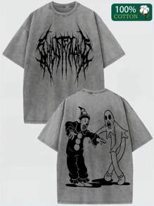 1 PCS Summer Tops, Y2K Swag Tee, Kendim Sectim Ghostmane, Ghostmane Clown Print Hoodie, Spring/Summer/Fall Men Clothes, Regular Fit Shirt, Christmas & Halloween & Thanksgiving Day & Valentine's Day & Pride & Father's Day & Easter & Mother's Day & New Year & Spring Festival, Men's Round Neck Printed Short Sleeve Casual Everyday T-Shirt, They Are Excellent Gifts For Friends And Family, 100% Cotton T-Shirts Feature, A Youthful And Fashionable Design, Graphic Tees Men, Graphic Tees Women, Cachorro Feliz, Back To School - 灰色 - 查看 1