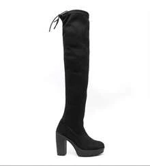 BOTA INVERNO SALTO ALTO OVER THE KNEE CAMURÇA - Preto - Visão 3