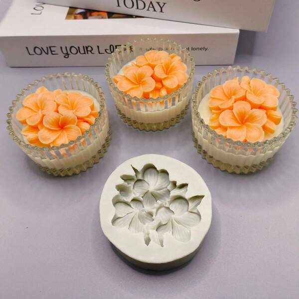 1pc Plumeria Silicone Mold, Candle Mold, Soap Mold, Resin Molds, DIY Soft Pottery Clay Drop Glue Decorative Mold, Hand Decorative Art Tools