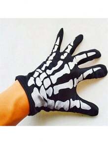 1pair Claw Gloves - Skeleton Hand Design Halloween Costume, Pull-On Closure For Cycling, Skiing, Costume Parties - Cold Weather Gloves For Men & Women (Halloween, Valentine's, Easter) - Spooky Gothic Accessories, Halloween Clothes