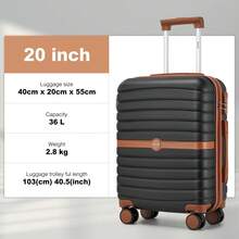 Cabin Size Suitcase 20/24/28 Inch Carry On & Check In Spinner ABS+PC Suitcase With Lock & Wheels, Small Medium Large For Travel Holiday Family Women Men Students University, 3 Piece Luggage Set Option - 黑色 - 查看 7