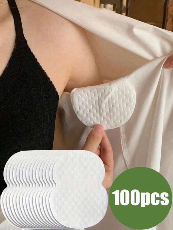 100 piezas/paquete Almohadillas invisibles para el sudor de las axilas, almohadillas protectoras autoadhesivas para las axilas, ultra delgadas, transpirables, de alta eficiencia absorbente, cómodas, inodoras y de larga duración, adecuadas para viajes al aire libre, ideales para axilas, forro de sombreros, cuello de camisas, adecuadas para hombres y mujeres con sudoración (disponible en 2/10/20/50/80/100 piezas)