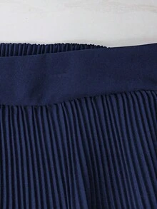 女士纯色宽松新款时尚百搭褶裥短裙夏季 - 藏蓝色 - 查看 6