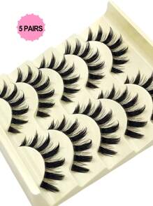 Asiteo 5 对漫画睫毛睫毛柔软自然长睫毛假睫毛，动漫纤细条状假睫毛，用于日常化妆延长角色扮演，派对可重复使用条状睫毛，睫毛，睫毛，假睫毛 - 尖尾漫畫款 - 查看 4