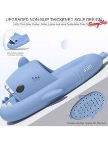 Pantuflas Shark EVA para mujer | Pantuflas antideslizantes para estar por casa | Cómodas | Aptas para baño y playa | Adultos | Nuevo diseño - Celeste - Ver 3