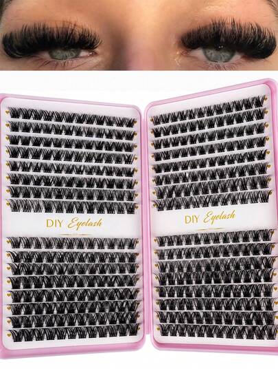 New 384pcs Individual Lashes Eyelash Book Clusters Extensions False Eyelash DIY At Home Cluster Eyelash Extensions Makeup Lash Clusters,Eye Lash Clusters,Individual Eyelashes,Lashes,Fake Lashes
