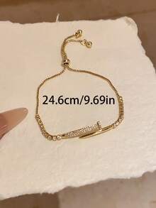 1pc Zirconia Nail Bracelet, Versatile Minimalist Geometric Adjustable Bracelet, Classy Accessory For Work And Everyday Wear - Nail Bracelet - View 8