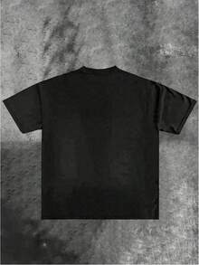 Vintage Street Style Y2K  Pattern Men's Fashion Men's Printed Short Sleeved T-Shirt, Men's Round Neck Top, 180g 100% Pure Cotton Fabric - Comfortable And Casual Summer Street Style Short Sleeved T-Shirt, Cool Design Retro Summer Men's Daily Wear T-Shirt Print Fashionable Retro Pattern Y2K Style Personalized - Black - View 2