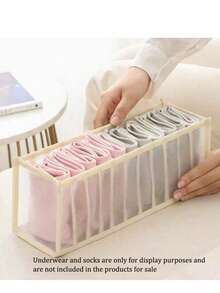 1pc Underwear Storage Box With Drawers And Compartment, Household Wardrobe Organizer For Clothes And Socks Using Mesh Fabrics Decorations Decor Festival Decor Room Decor Home Decor Decor Bedroom Decor Dress Pants Shoes Jeans Boots Skirtbedroom,Organizer,Organizer,Home Storage - Multicolor - View 3