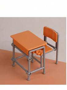 2pcs/3pcs/6pcs Mini Desk & School Bag Set, Cute And Compact, Recreating Classroom Scene With Creative Design. Detailed Realistic Miniature Desk And School Bag, Perfect Accessory For Dollhouse, DIY Crafts Or Photography Props, Endless Fun