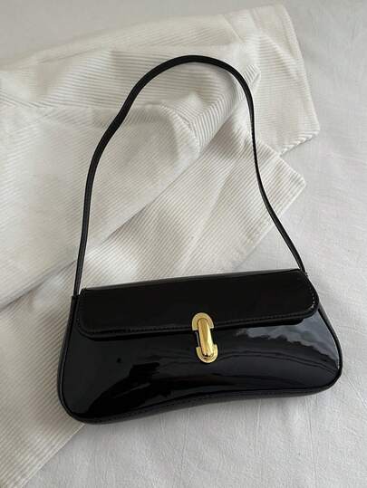 Bolso de hombro con solapa de piel sintética retro para mujer, adecuado para citas, salidas, fiestas y otras ocasiones