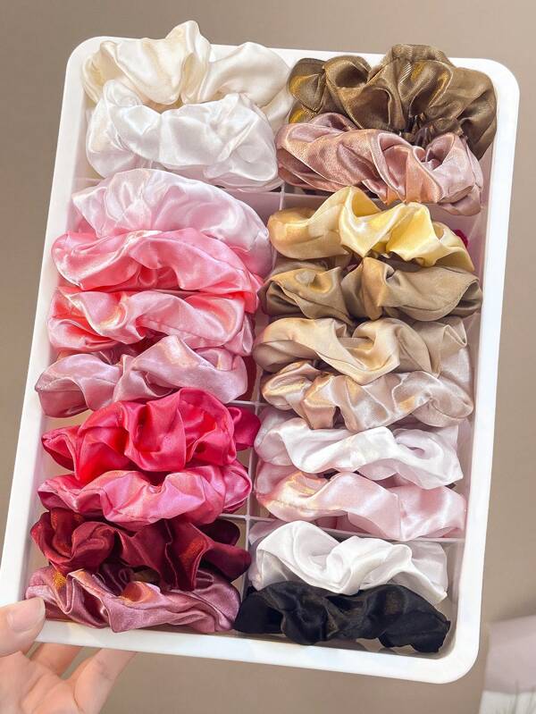 20 pièces Chouchous multicolores pour filles, élastiques de style élégant pour chignons, queues de cheval, utilisation quotidienne polyvalente, n'endommage pas les cheveux, supports de queue de cheval, élastiques à cheveux, corde à cheveux