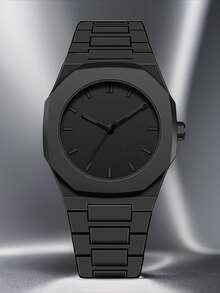 1 Men's Quartz Watch, Polycarbonate Material, Simple And Stylish Business Watch, Suitable For All Occasions, Any Man Looks Good/Suitable/Matching, With Gift Box Packaging And Strap Adjuster - Black - View 2