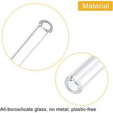 QYReusable Straws Glass Straw 8pcs 200x6mm Travel Tumbler Replacement Straw With Two Cleaning Brush For Frozen Bubble Tea Drinks2216 - 無色 - 查看 4