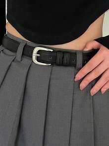 2件套女士简约银色扣皮带套装，休闲时尚学院风，适合搭配裙子，夏季、秋季、万圣节皆宜的束腰带 - 彩色 - 查看 3