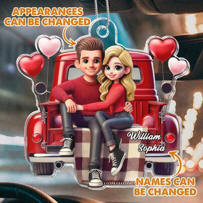 3 stili - Ornamento personalizzato per auto di coppia, ciondolo acrilico personalizzato, regalo romantico per anniversari, matrimoni, San Valentino - regalo per anniversario, regalo di San Valentino per moglie, per marito, per coppie, decorazione di San Valentino