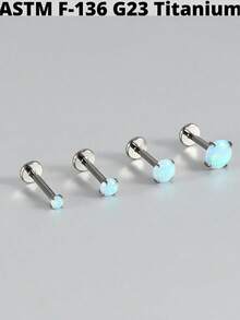 1PC Prong Zirconia G23 Titanium Cartilage Earrings Stud Opal Threadless Helix Ear Tragus Piercing Body Jewelry - Titanium Color - View 7