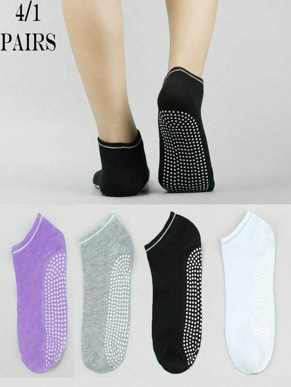 4/1 Pair Summer Thin Dot Silica Gel Non-Slip Comfortable Casual Yoga Boat Socks