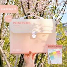 1pc 12-Grid Ombre Color Handle A4 Accordion File Bag, High-Quality School Student Document Organizer Folder,For School Supplies,Back To School
