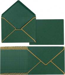 50 Pack Envelopes Dark Green 5 X Self-Adhesive V Flap Envelopes With Gold Border Office, Greeting Card, Wedding, Graduation, Shower, Parties, Invitations (Dark Green, 5x7) - 藏蓝色 - 查看 8