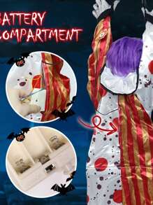 1 Peça Decoração de Halloween, Boneco de Palhaço Pendurado com Som de Grito, Acessório de Festa Assombrada, Decoração de Casa, Ornamento Elétrico de Queda Engraçado, Presente de Halloween