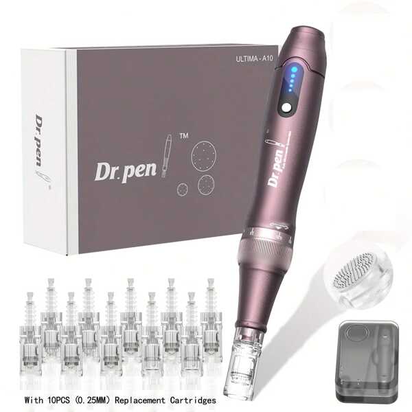 Professional Micro 10pcs Dr.Pen A10 Pen - Body Skin Care Tool Kit With 0.25mm Replacement Cartridges, Dr.Pen A10 Pen - Professional Mcro Pen For Body - Skin Care Tool Kit With 10pcs Replacement Cartridges (0.25MM) Replacement Cartridges