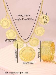 1 Set de gran tamaño de collar con colgante de metal imperial a juego con pulsera hueca con cabeza de Napoleón, conjunto de joyas para uso diario, bodas de Medio Oriente y Arabia Saudita - Collar 2696 - Ver 2