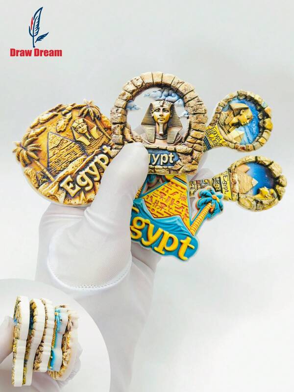 1PC Egyptian Pyramids 3D Three-Dimensional Resin Fridge Magnets, Sphinx, Pharaoh Statue World Famous Cultural Heritage Tourism Fridge Magnets Souvenirs, Home Decorations, Kitchen, Room, Home, Party Decoration Magnets