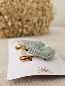 Baby Heart Bow Clip In 100% Corduroy Covered With Non-Slip Rubber - 軍綠色 - 查看 5