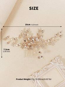 1pc Bridal Hair Accessory Comb, Vintage Silver Headpiece With Rhinestone And Pearl Decor, Suitable For Brides, Mothers, Bridesmaids And Other Women - Silver - View 6