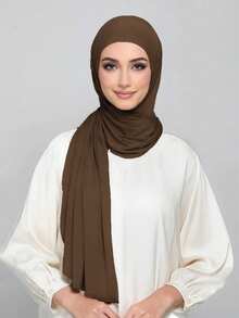 1件装速戴针织头巾，采用柔软透气、不易起球的面料制成。系带式头巾。适合穆斯林全年日常佩戴。 - 咖啡棕 - 查看 3