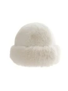 1pc Winter Warm Earmuff Plush Bucket Hat, Unisex Windproof Cold-Proof Fisherman Hat, Korean Fashion Versatile Thickened Thermal Lined Hat, Personalized Solid Color Party Casual Elegant Bohemian Retro Street Polyester Fuzzy Brim Warm Windproof Cap, Autumn/Winter Winter Outfits - Fisherman's Hat - View 8