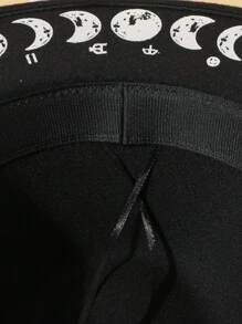 1pc Unisex Flat-Brimmed Jazz Hat, Printed With Celestial Elements, Suitable For Halloween And All Seasons, Autumn/Winter