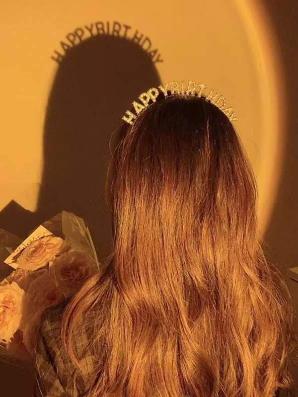 1 pieza Diadema de cristal con texto "Happy Birthday" como decoración y accesorio para foto de fiesta y festival, accesorios para mujer al por mayor con letras en inglés