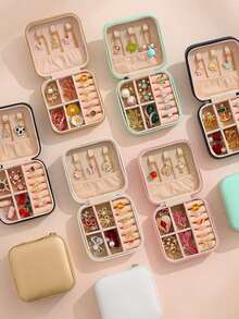 Small Jewelry Storage Box, Zippered Open Storage Bag, Portable Jewelry Box, Travel Jewelry Box, Used For Rings, Pendants, Earrings, Necklaces, Bracelets, Gift Boxes, Girls And Women's Gift Boxes,For Holiday Beach, Bathroom Collection, Bedroom Collection, Large Capacity - Multicolor - View 1