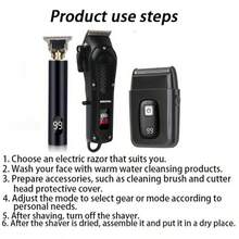 专业理发器套装，带 T 形修剪器和剃刀的电动剃须刀，液晶显示屏，低噪音，男士美容套装，USB 可充电 - 黑色 - 查看 11