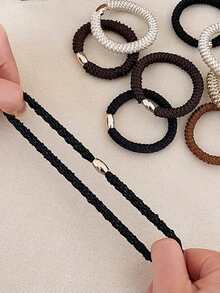 10pcs Thick Braided Hair Ties High Elasticity Ponytail Hair Accessories Versatile Thick Style Bun Hair Ties Gold Bead Rubber Bands High Elasticity Durable - Multicolor - View 3