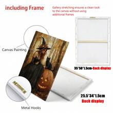 1 bức tranh tường vải canvas phù thủy Halloween quyến rũ cảnh rừng mùa thu với mèo đen và đèn lồng bí ngô, đồ trang trí theo mùa ma quái, đồ trang trí nhà cửa, thẩm mỹ trang trí phòng, tranh tường vải canvas, khung tùy chọn áp phích phòng, đồ trang trí phòng ngủ - 1 cái - Xem 6
