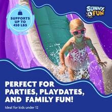 Sunny & Fun Four Corner Inflatable Water Slide Park – Heavy-Duty For Outdoor Fun - Climbing Wall, Slide & Deep Pool – Easy To Set Up & Inflate With Included Air Pump & Carrying Case - Water Slides For Kids Backyard - Purple - View 4