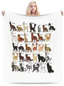 Warrior Cats   The Letter A Flannel Blanket For Girls And Boys, Anime Gift Cover Blanket, Comfortable Plush Flannel Fleece Printed Blanket, Double Blanket, Lightweight Plush, Suitable For Bed Decoration 50x40inch